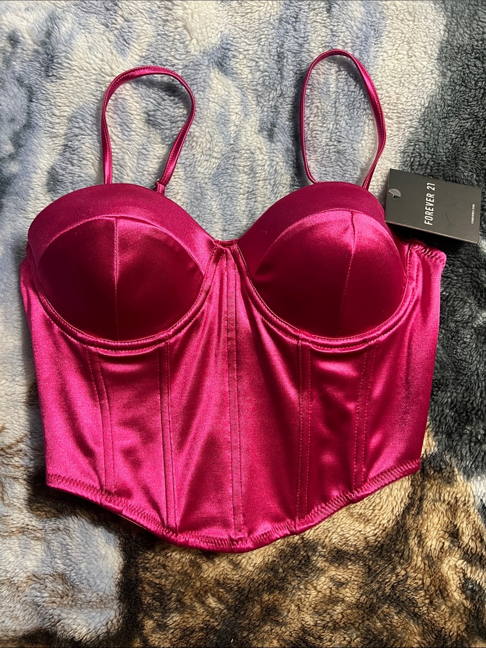 Forever 21 Pink Satin Bustier Top